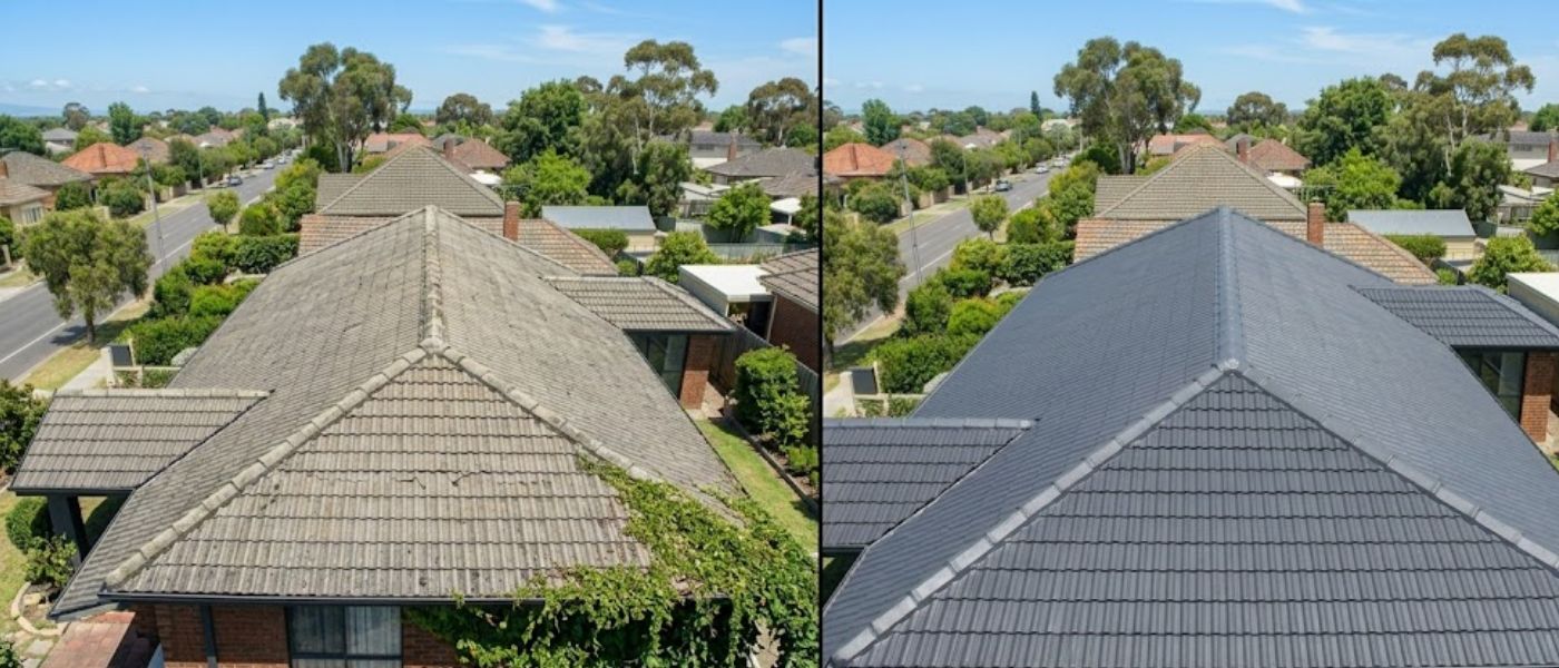 Roof restoration before after Melbourne tile roof results