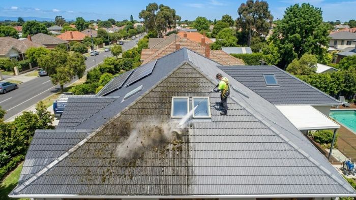 High pressure roof cleaning Melbourne restoration stage 1
