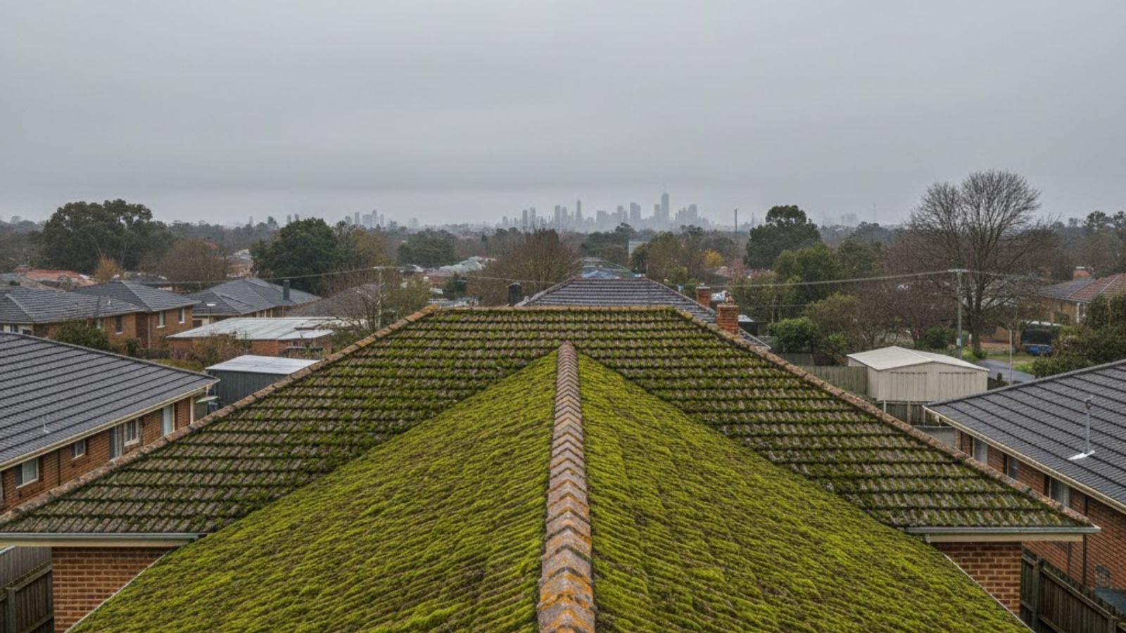 Roof moss removal Melbourne tile roof treatment