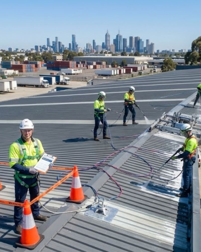 Commercial roof safety harness height work Melbourne compliance