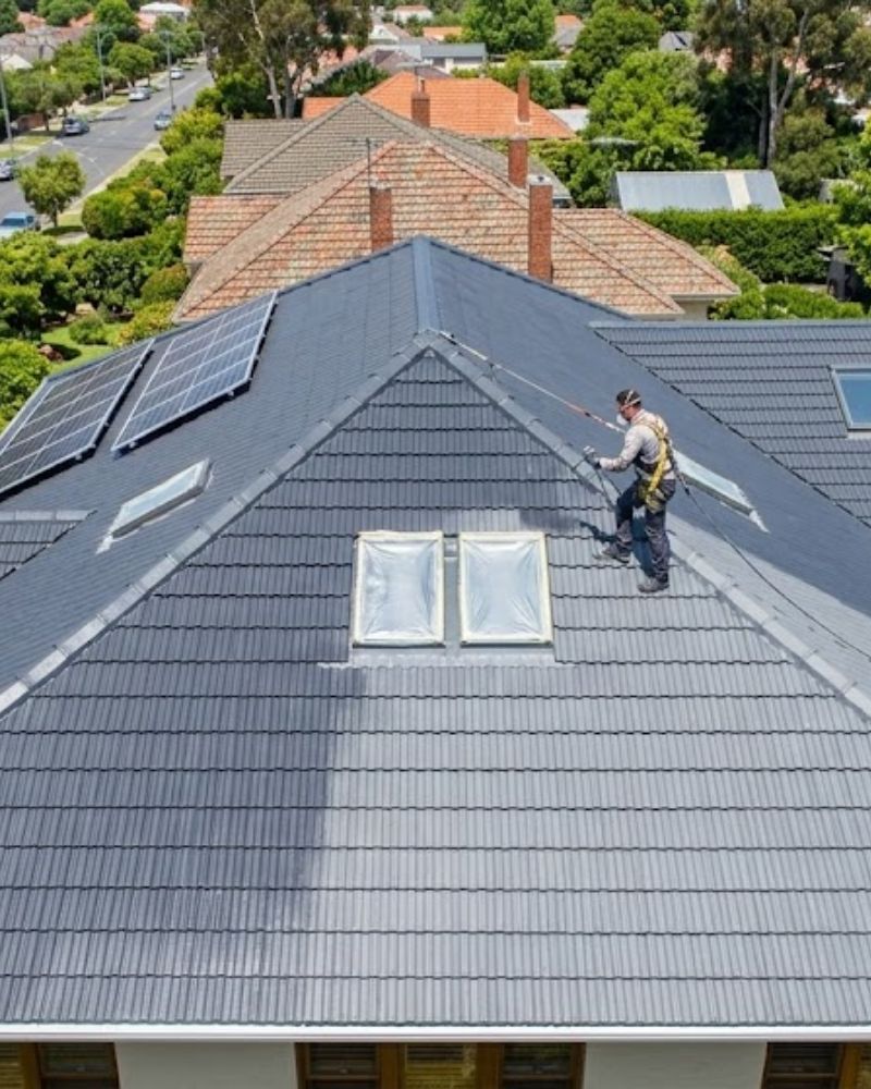 Roof restoration Melbourne before after tile repaint