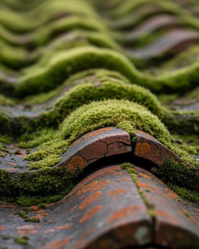 Roof moss lichen growth Melbourne tile roof damage
