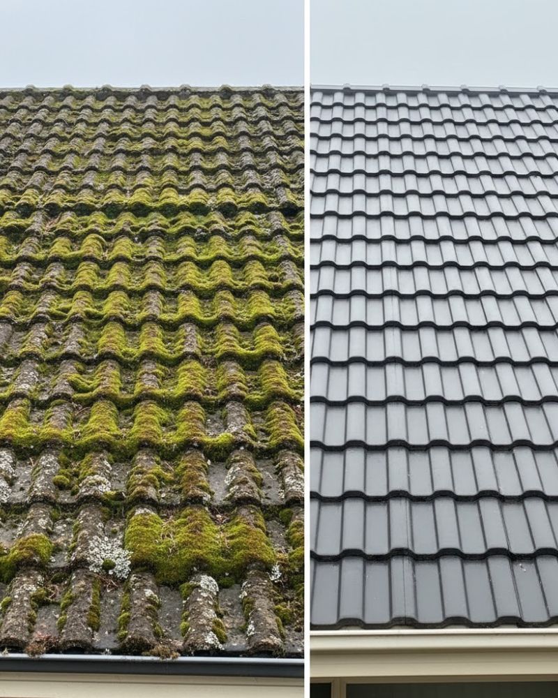 Professional roof cleaning Melbourne before and after